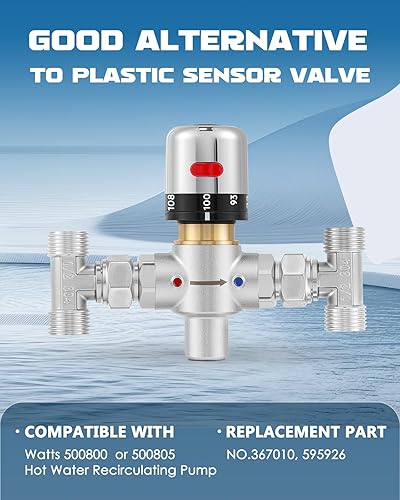 Miniatura 8 de Bomba de recirculación de agua caliente instantánea con válvula de derivación ajustable de acero inoxidable para calentadores de agua de tanque,