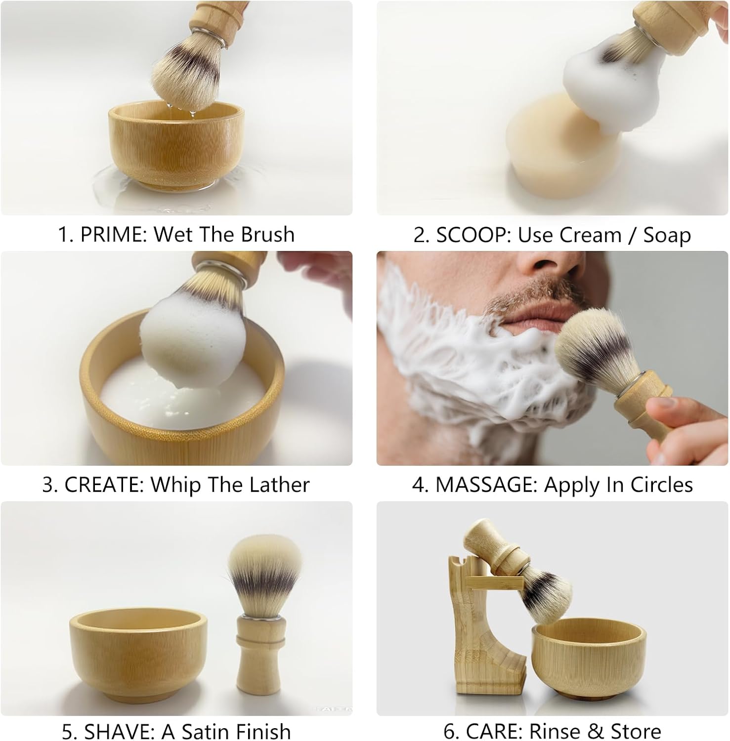 Men's Shaving Kit with Natural Boar Bristle Shaving Brush, Pure Bamboo Shaving Brush Stand with Bowl | Complete Wet Shaving Set for Smooth & Luxurious Shave - Image 6
