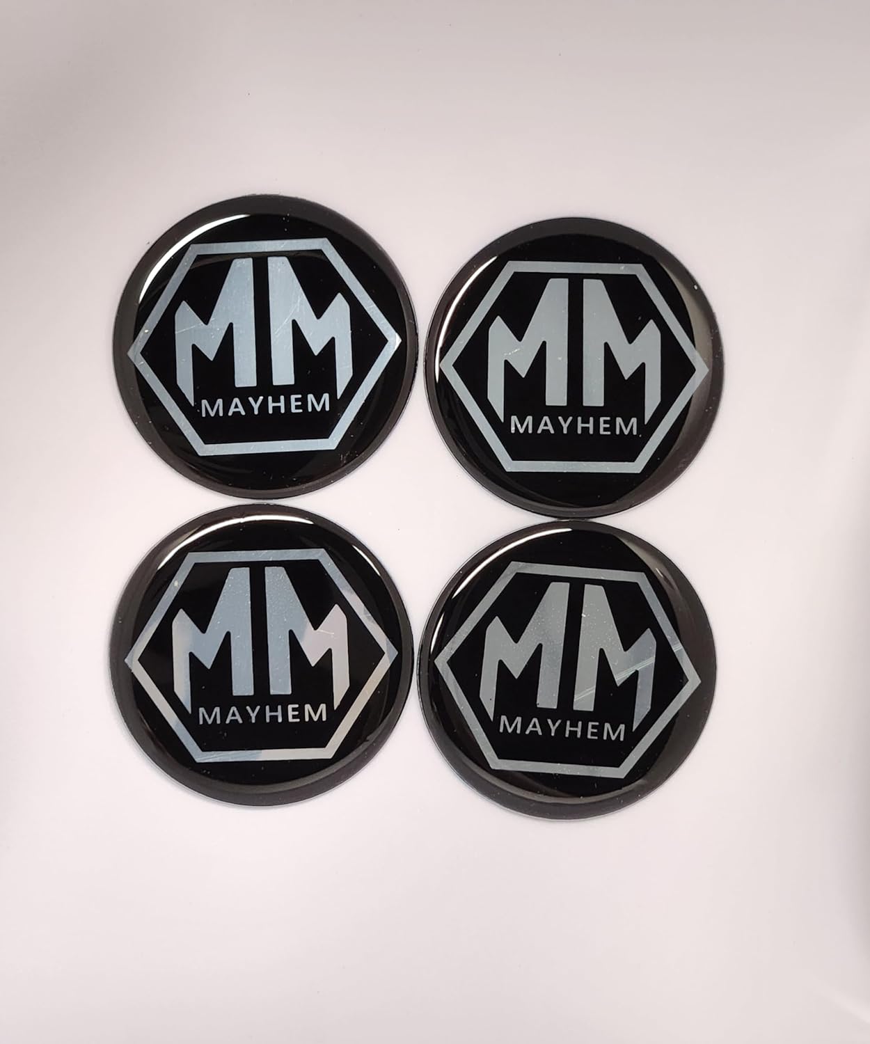 4個 車 OMM65-BS 4x4 ホイールセンターキャップステッカーエンブレム メイヘムホイール用 65mm/2.5インチ