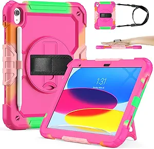 Sibeitu for iPad 11th (A16) 2025 & 10th Generation Case for Girls Women Preppy Pink Cute 10.9 Inch 2022, Rugged iPad 10 Gen Cover with Screen Protector & Pencil Holder, Full-Body Drop Protection