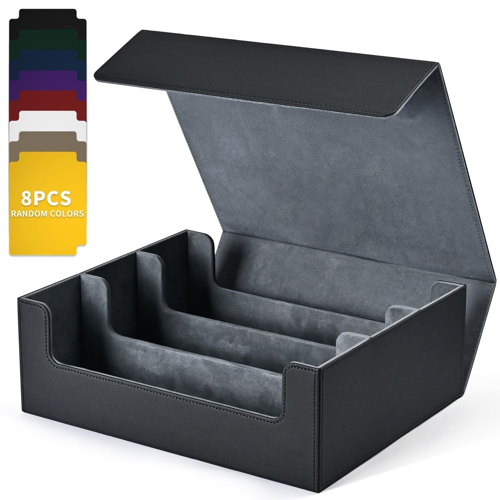 THE WHITE SHOP Holds 1200+ Single Sleeved Cards Card Storage Box for Trading Cards, Premium Card Deck Case for Strong Magnet Card Box Fits Magic Game Cards Sports Cards Organizer (Color : Gray)
