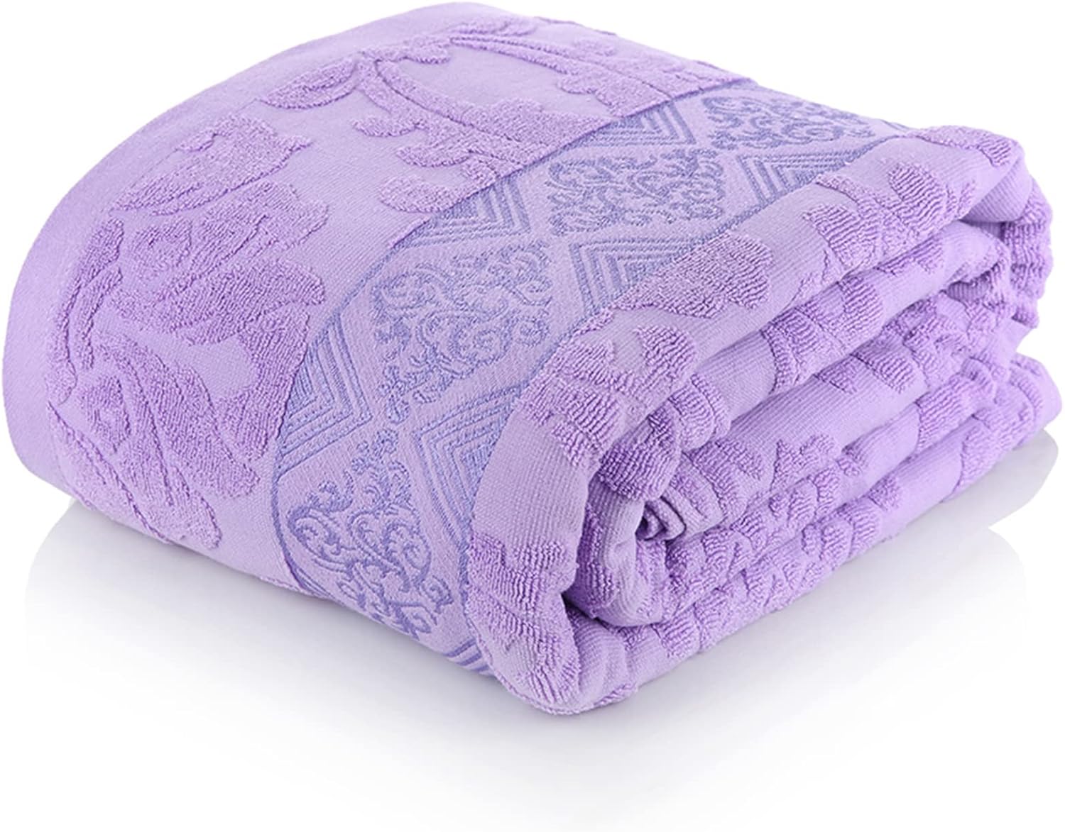 ZZenSmot Solid Color Ultra Soft Comfy Cotton Carved Towel Blanket Keep Warm Durable Terry Blanket for All Seasons-Purple 150x200cm(59x79inch)