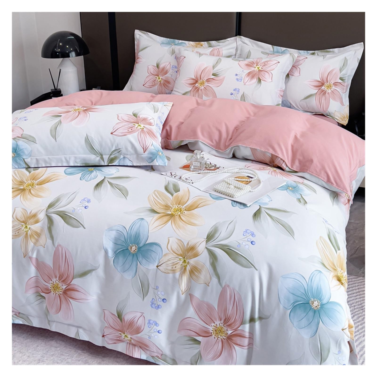 Housse de couette 100% coton de qualité supérieure, parure florale lit double 220x240