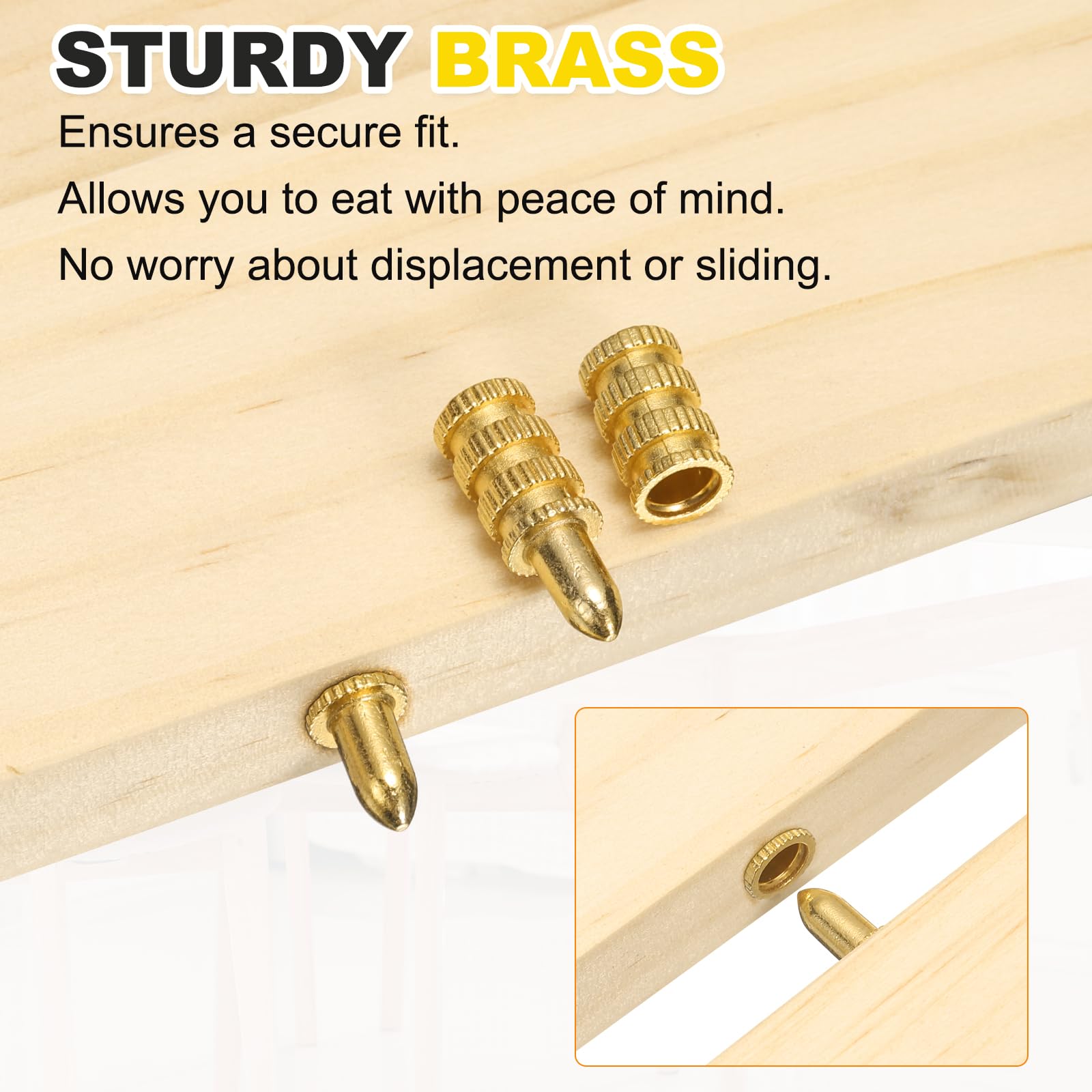 PATIKIL Table Leaf Dowel Pin, 20 Pack Zinc Alloy Table Bolt Sleeve Connectors Top Leaf Alignment Pins for Furniture Desk Golden - Image 3