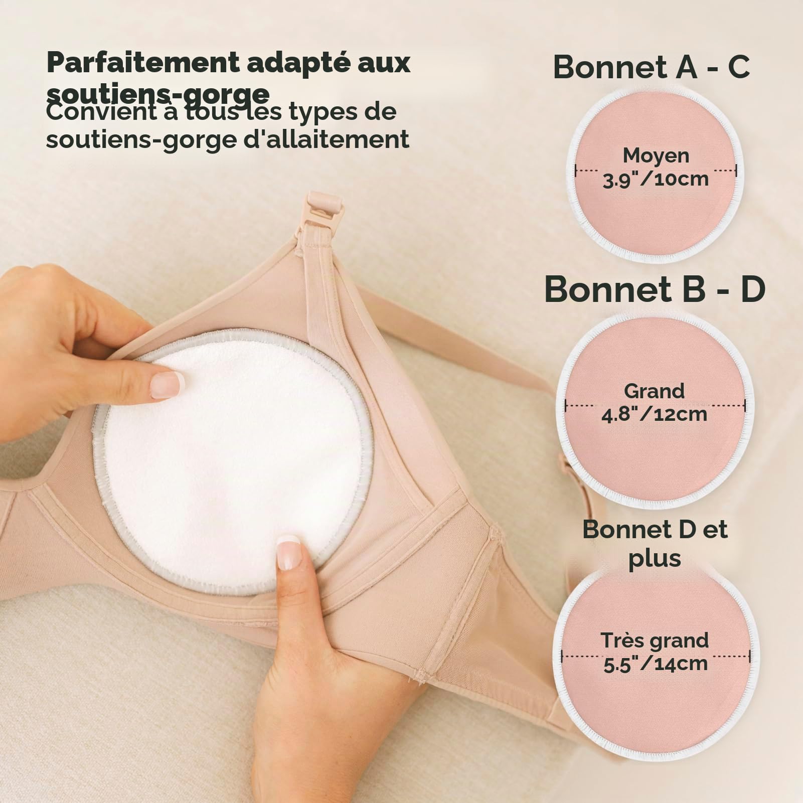 KeaBabies Coussinets d'allaitement Réutilisables pour l'allaitement - 4-Couches Biologique Naturelle Bambou Coussinets d'allaitement - Lavable Coussinets De Maternité (Lovelle, L 12 cm)