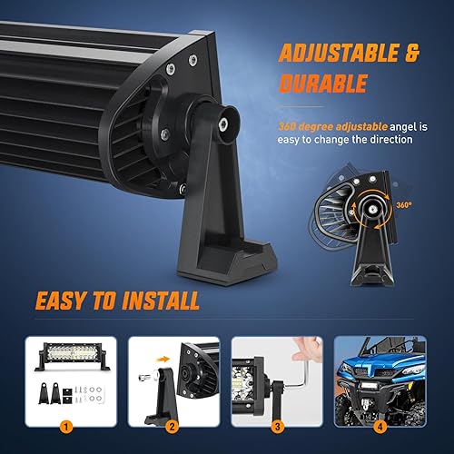 Miniatura 5 de Nilight Barra de luz LED de 9.5 pulgadas, triple fila de inundación, combo de 64 LED, luces antiniebla, conducción, trabajo, parachoques de