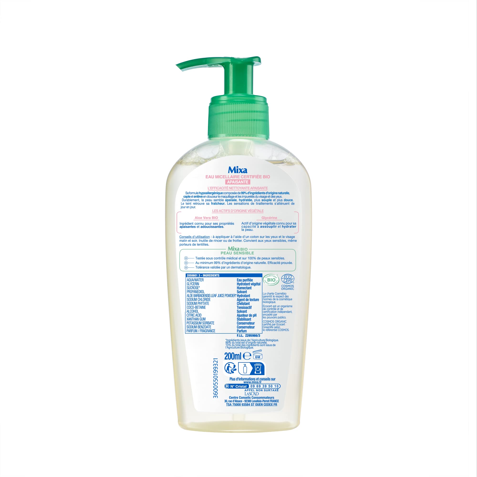 Image secondaire de Mixa BIO - Eau Nettoyante Démaquillante - Peau Sensible - 200 ml