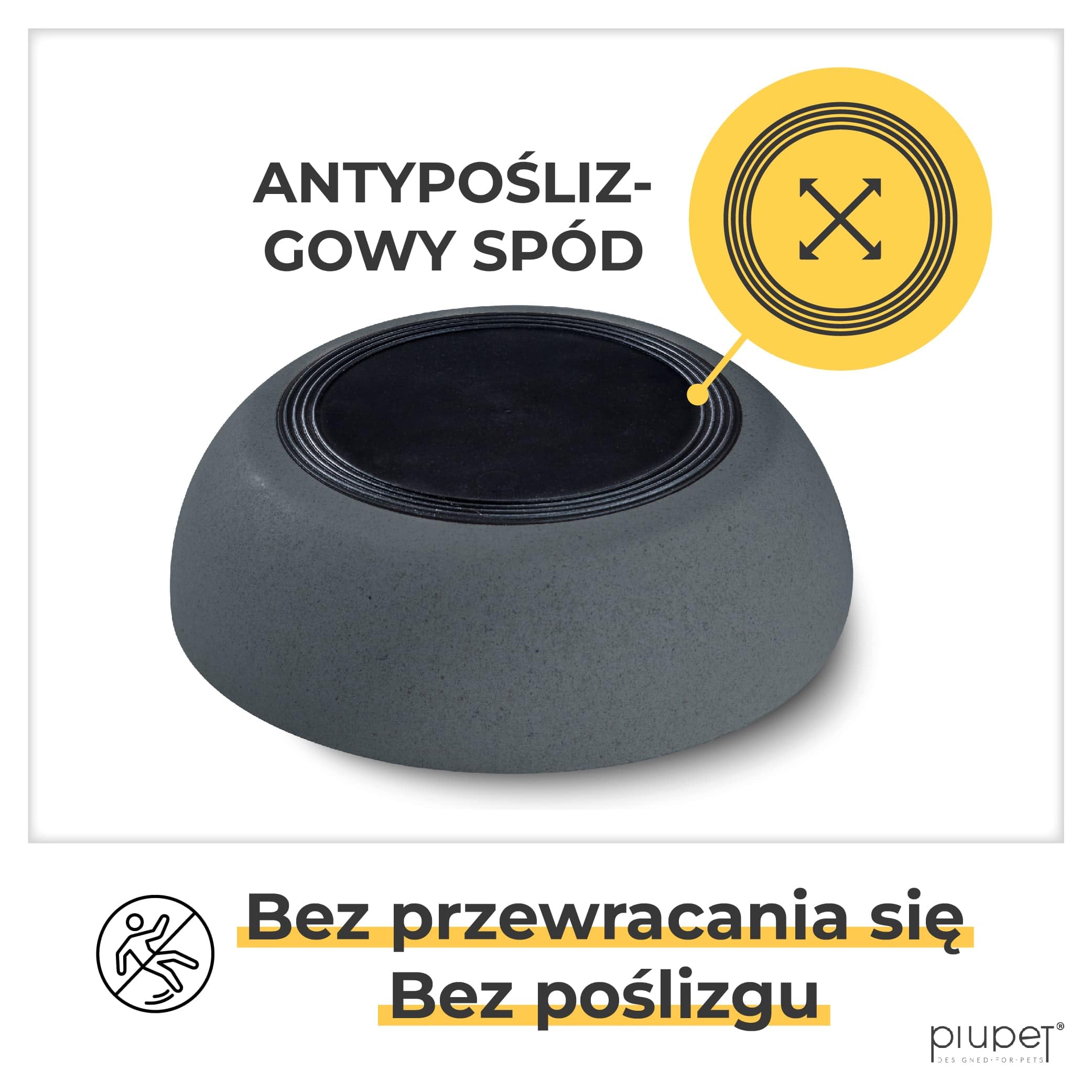 PiuPet® Miska na karmę I 2 x 1L I Szary I Mycie w zmywarce I Średnica 21,5cm I Miska dla dużych psów I Miska na wodę dla psów I Miska na karmę dla psa