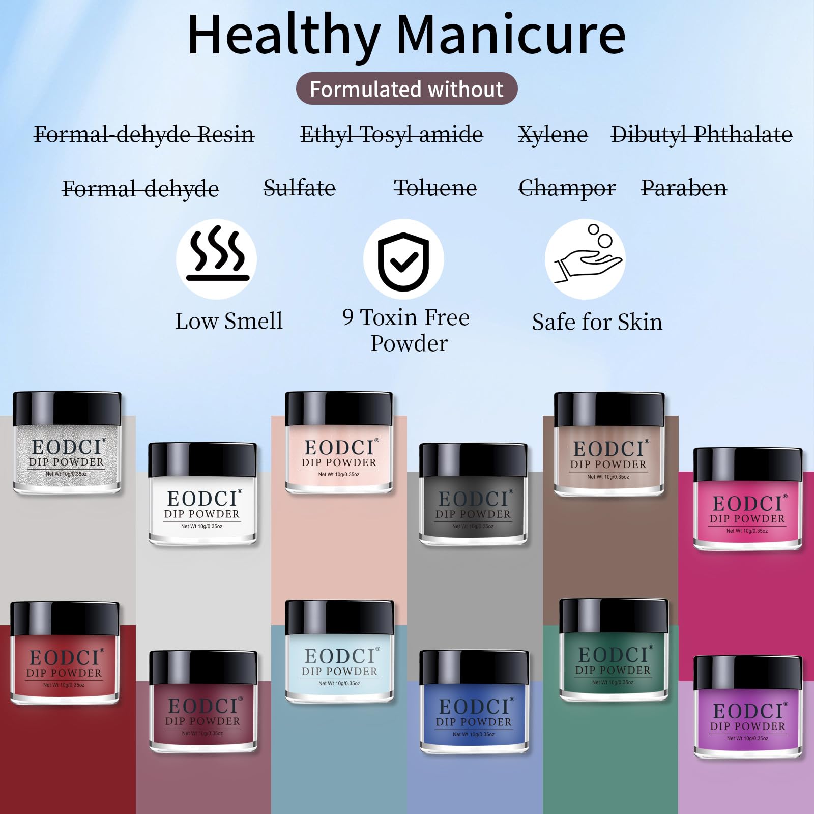 EODCI Juego profesional de polvo para inmersión, 12 colores, arte de uñas de San Valentín, principiante, salón de manicura, bricolaje, brillo en casa, blanco, rojo, azul, morado, no requiere lámpara