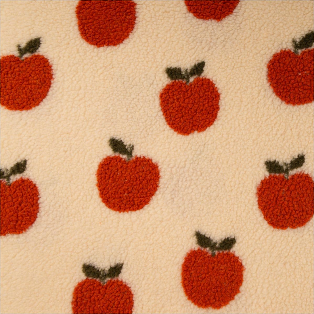 Teddy Fabric Sold by the Metre Boucle Apples White Red Wool White 160 cm