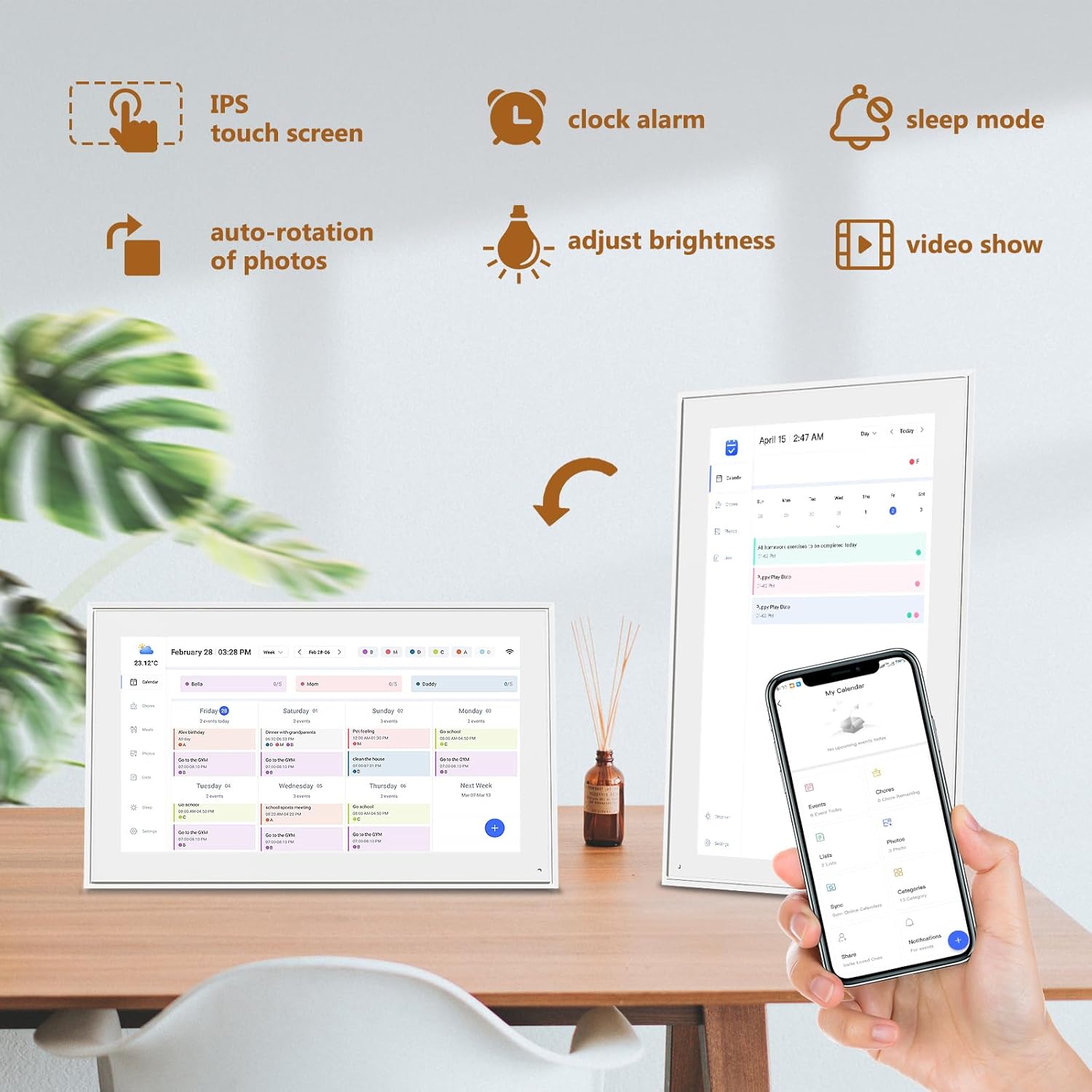 Calendar 10.1 Inch Digital Calendar & Chore Chart, Smart Touchscreen Interactive Display for Family Schedules Gift for Mother Mom Women Grandpa