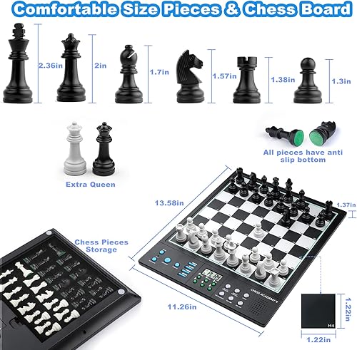 Miniatura 6 de LC2B - Juego de ajedrez electrónico avanzado con motor ELO 2200+ y tutor de IA parlante, tablero de ajedrez electrónico de tamaño cómodo perfecto