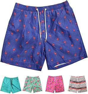 INGEAR Little Boys Quick Dry Beach Board Shorts Swim Trunk Swimsuit Beach Shorts with Mesh Lining (Blue Flamingo, 2T)