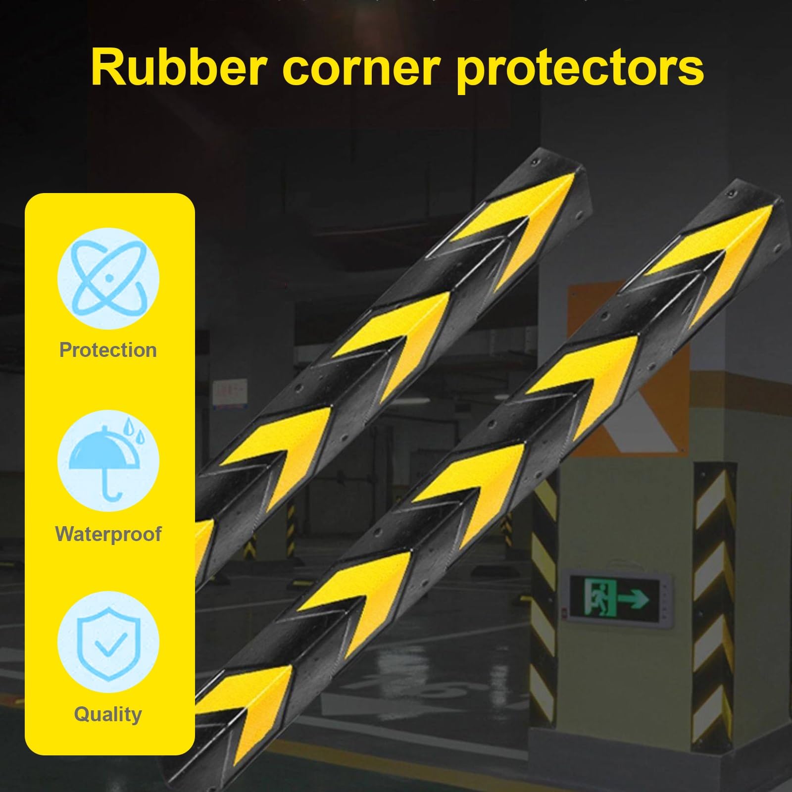 Reflecterend Protector Columnas Garaje, Garage Protector Pared Garaje, Geel En Zwart Gestreept Protección Parking, Beschermt Auto's En Muren(800x100x7mm)