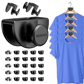 Space Saving Hanger Hooks, 25 Pcs Double-Sized Clothes Hangers Connector Hooks, AS-SEEN-ON-TV Heavy Duty Cascading Hanger Extenders for Closet Organizer