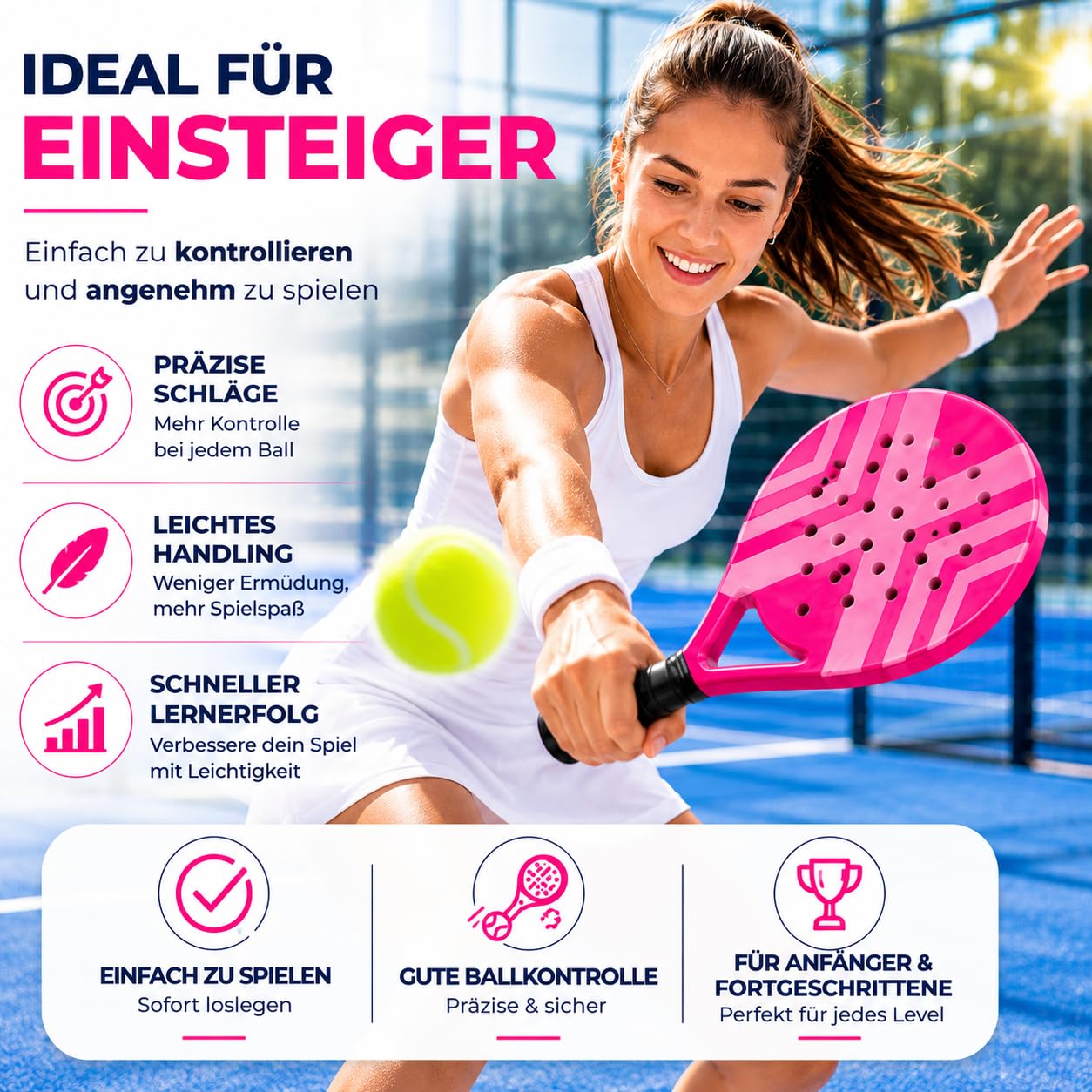 Padel Schläger Erwachsene Profi Racket Padelschläger Set mit Meshtasche Tennis Schläger für Anfänger & Fortgeschrittene
