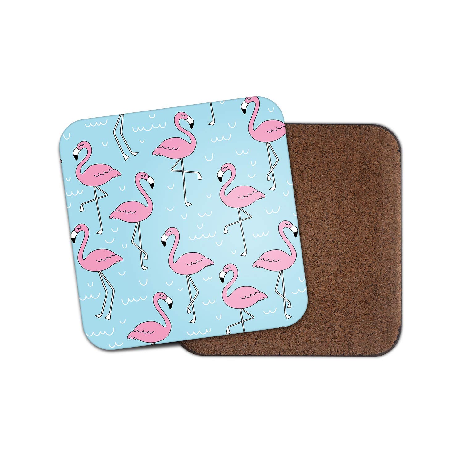 Destination Vinyl Ltd Girls Multicolor 1 X Pretty Pink Flamingos Coaster - Funky Tropical Cartoon Y #15774