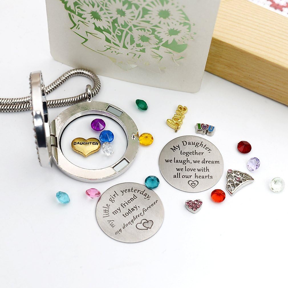 Best Gift Floating Charm Living Memory Lockets with Birthstone, 30mm Stainless Steel Necklace - Image 7