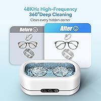 Vista 2 de Limpiador ultrasónico de joyas, máquina de limpieza ultrasónica de 48 KHz para joyas, anteojos, anillos, correa de reloj, dentaduras postizas, modos