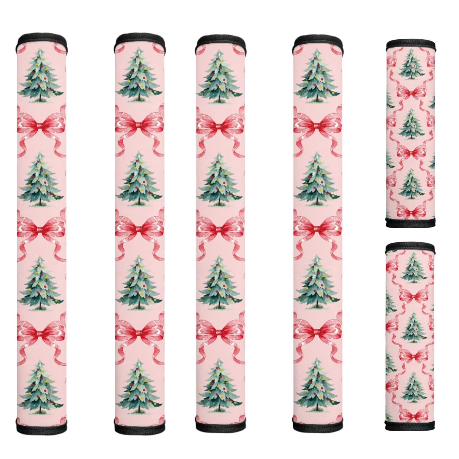 Pink Xmas Tree Refrigerator Door Handle Covers Set of 6 Electric Appliance Handle Covers Anti-Slip Fridge Gloves Heat Proof Microwave Christmas Decor