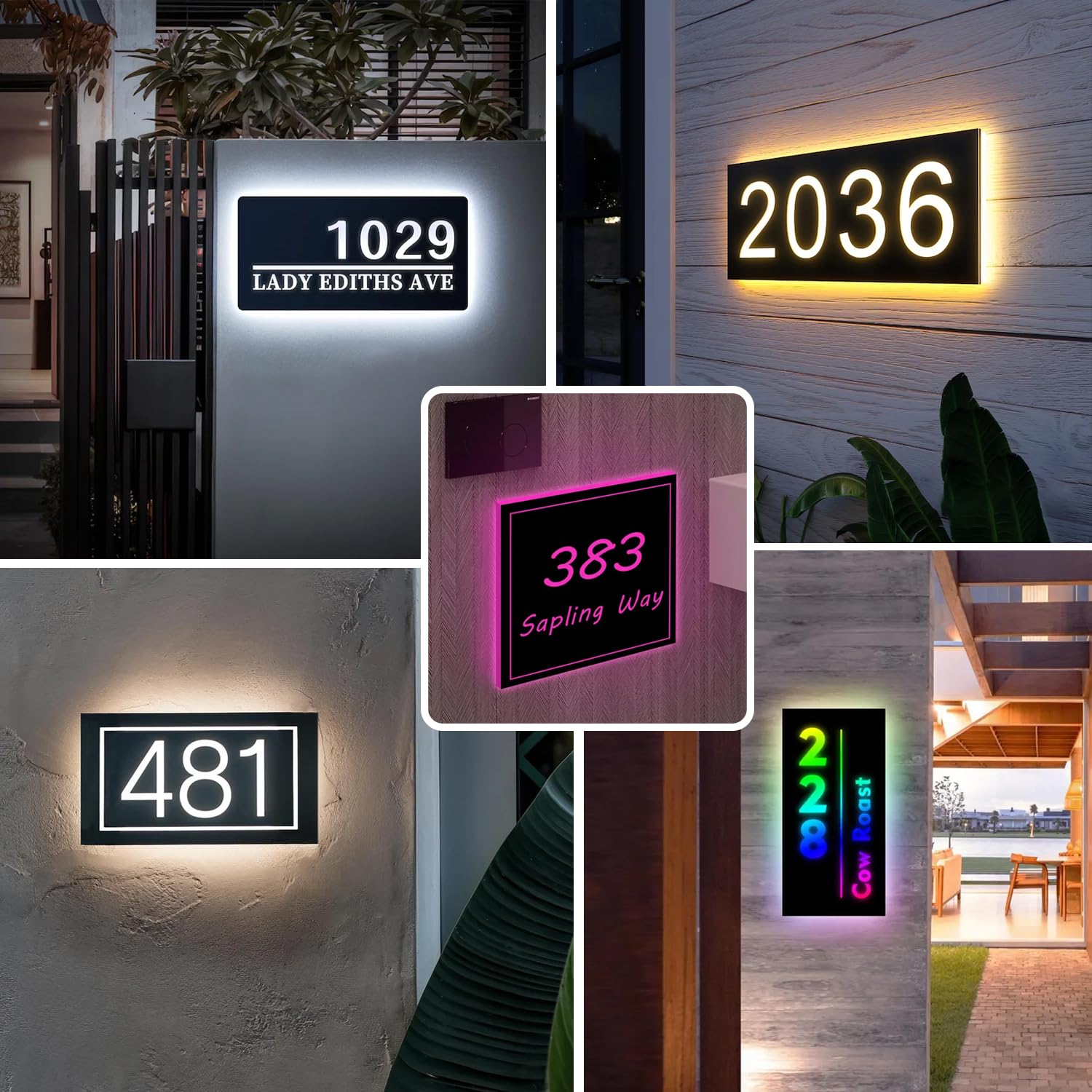 Numeri Civici LED Personalizzati, design adatti al tuo stile, numeri civici illuminati, adatti per insegne luminose esterne