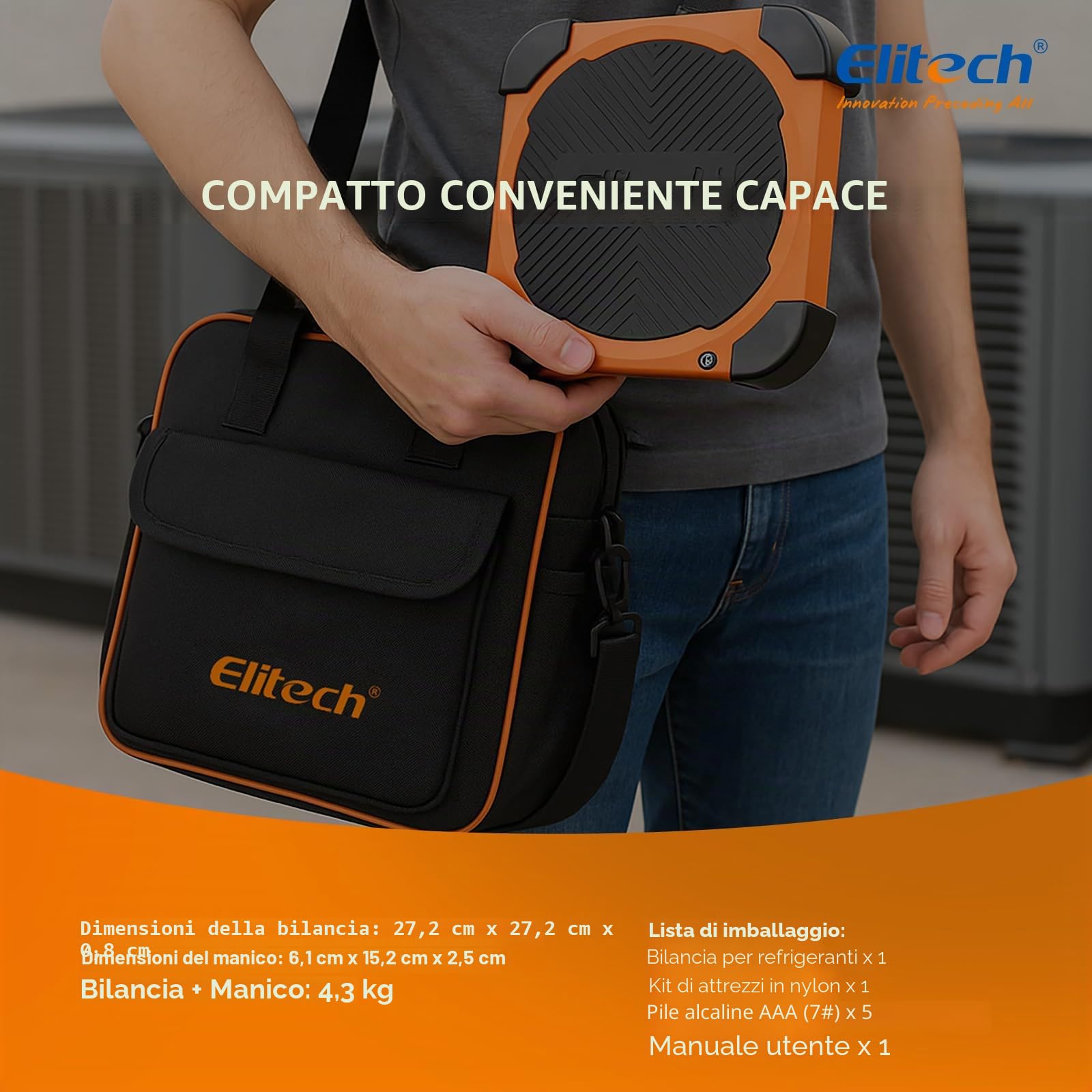 Elitech LMC-200 Bilancia Elettronica del Refrigerante, Elettronica di Rifornimento per HVAC e Auto AC con Custodia Portatile