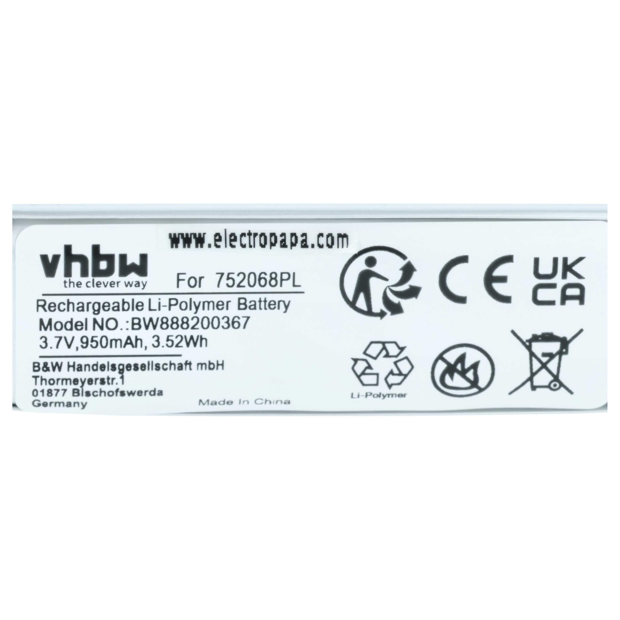 vhbw 2x batteria compatibile con Midland BT Next, BTFM, BTX1 FM, BTX2, BTX1, BTX2 FM (950mAh, 3,7V, Li-Poly)