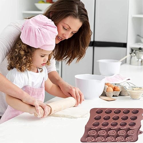 Miniatura 4 de Paquete de 2 moldes de silicona para el día de San Valentín, moldes de caramelo de chocolate, moldes de rosa para hornear, bandeja de silicona