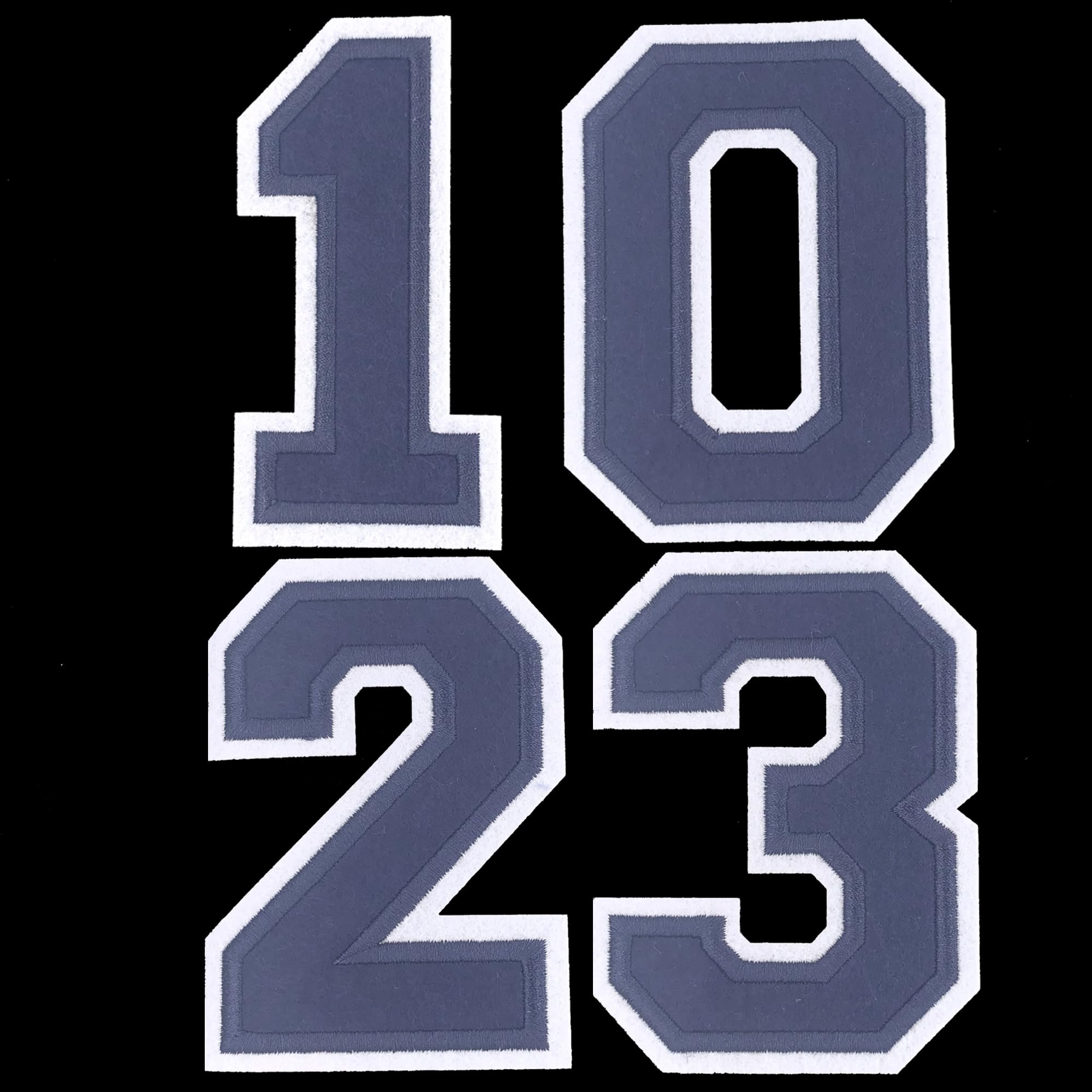 LSparhes Large Iron-on Number Patches for Clothing, Backpacks, Jackets - Navy Blue, 4.5" Embroidered Felt Numbers - 36 Pieces