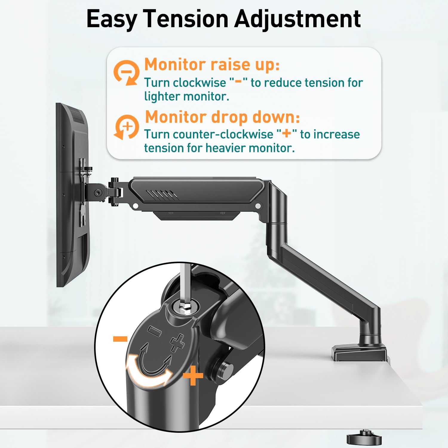 ELIVED Braccio per doppio monitor Supporto ergonomico per monitor PC regolabile a gas per la maggior parte dei monitor da 13-32 pollici con VESA 75x75/100x100 EV005