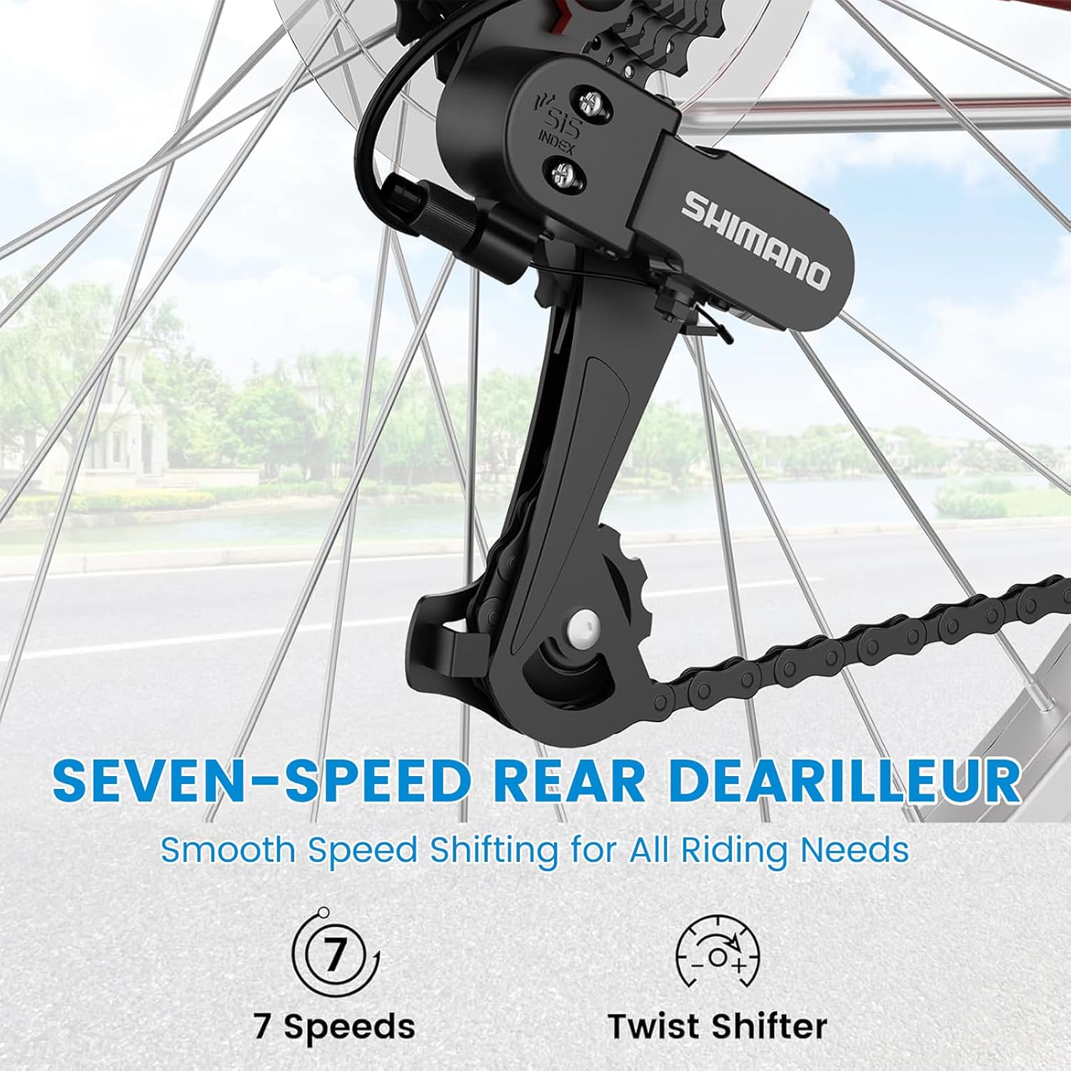 H&ZT 24” 26“ Adults City Bike, 7 Speed Beach Cruiser Bike, Hi-Ten Steel Frame, Front Basket, Rear Shelf, Classic Vintage, Ideal for Urban Commuting and Beach Rides