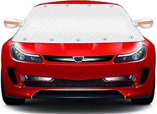 Car Windshield Snow Cover with 9 Magnetic Windscreen Frost Cover Waterproof Windshield Sun Protector Dust Cover for Ice All Weather Car Cover Winter with Mirror Cover 62"x 50"Large Size