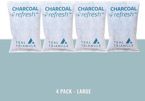 Miniatura 2 de Paquete de 4 bolsas de carbón de bambú, paquetes purificadores de aire para control de olores de 60 días, sin olor natural, grandes