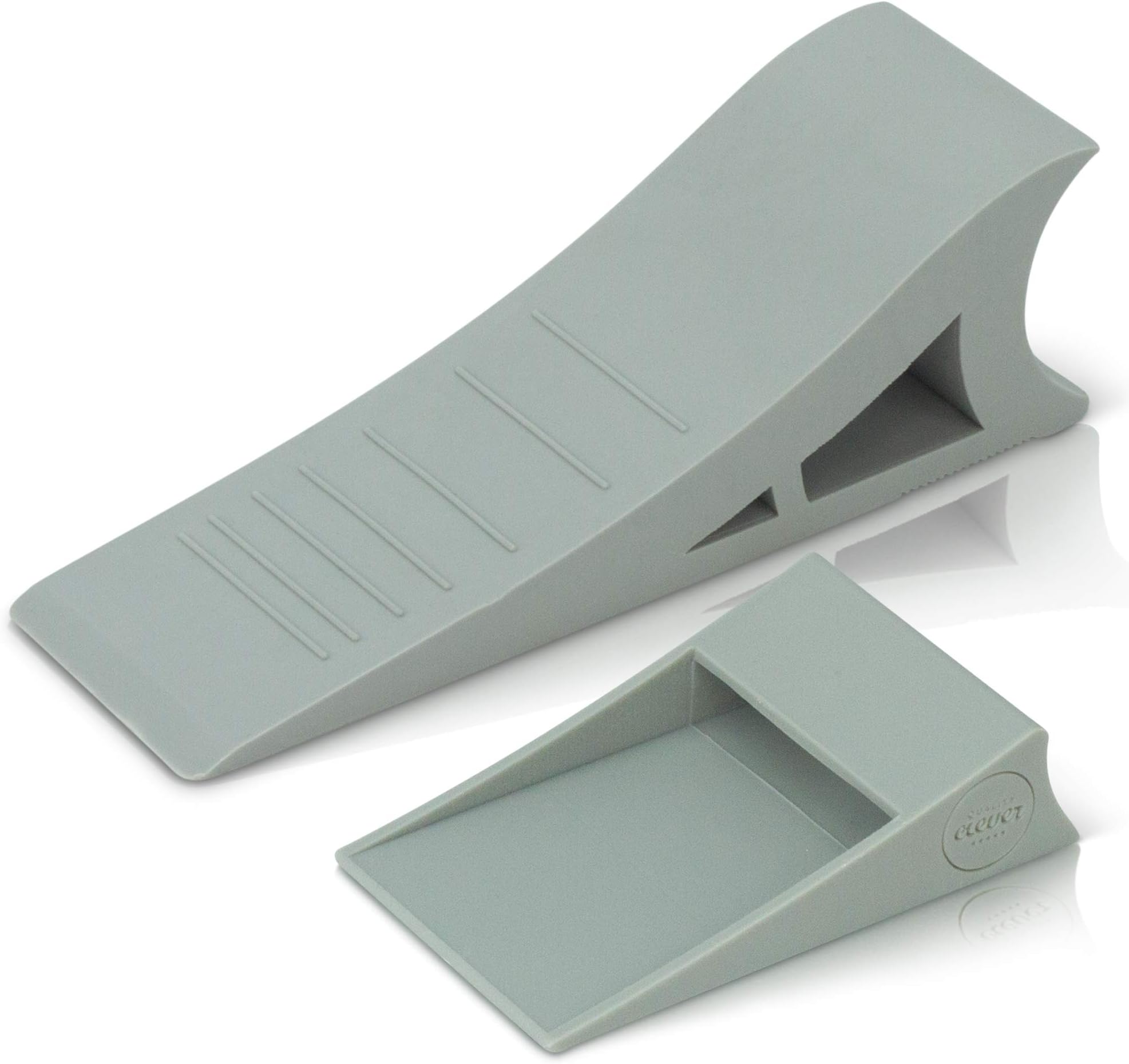 Quality Clever Decorative Rubber Door Stopper, Tall and Adjustable to Fit All Doors, Solid Stable Base, Easy to Move Without Bending Down, Hanger Mounts on Back of Door or Wall to Eliminate Clutter