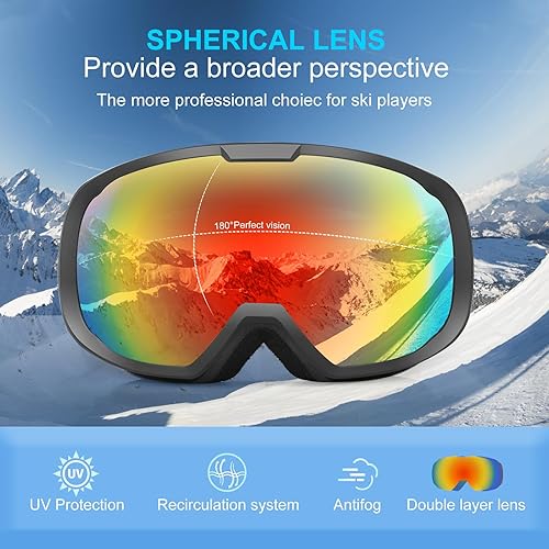 Miniatura 9 de EXP VISION OTG - Gafas de esquí para hombres y mujeres, gafas de snowboard con 100% protección UV, lentes antiniebla, gafas de nieve