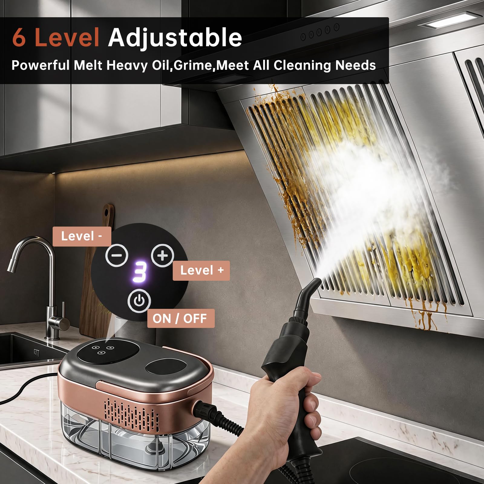 Mixoo Hochdruck Dampfreiniger Handgerät für alles, 2500W, 1,4L,3 Bar