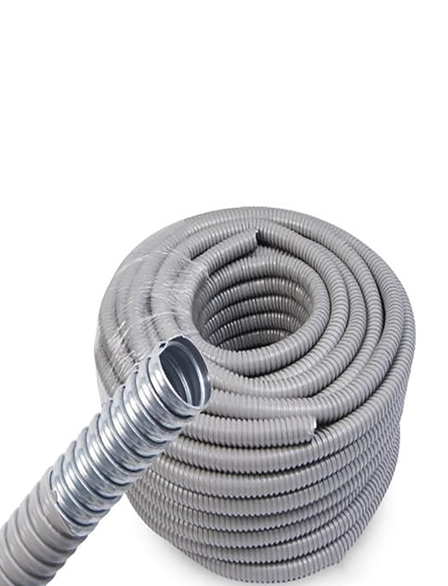 Conducto de metal flexible recubierto de PVC, manguera de protección de cable eléctrico corrugado, tubo resistente al fuego para cableado de interiores y exteriores, 328 pies de longitud