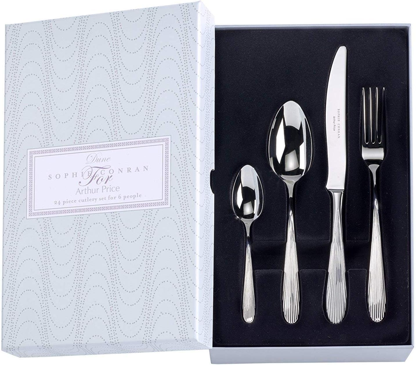 Sophie Conran for Arthur Price Sophie Conran Dune 24 Piece Box Set, Stainless Steel, 28 x 18 x 7 cm