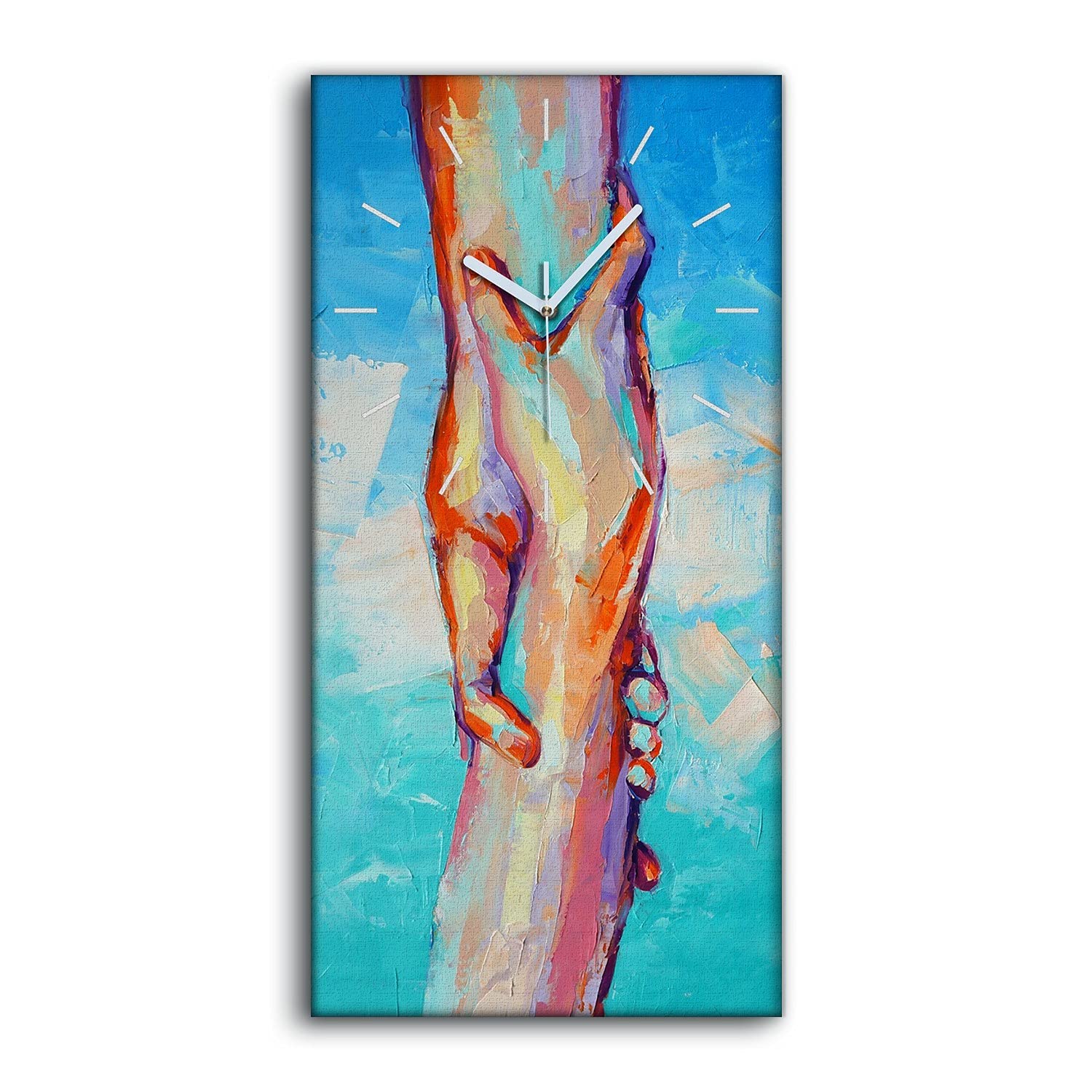 Horloge sur toile 30x60cm art moderne salon et chambre decoration murale silencieuse