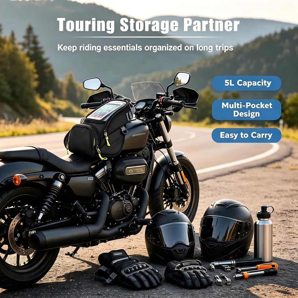 Motorrad Tankrucksack für Sabre 2010-2017 | Motorrad Tankrucksäcke, Multifunktional Tanktasche Motorrad Touring Klarsichtfenster, Wasserdichtes Oxford-Canvas