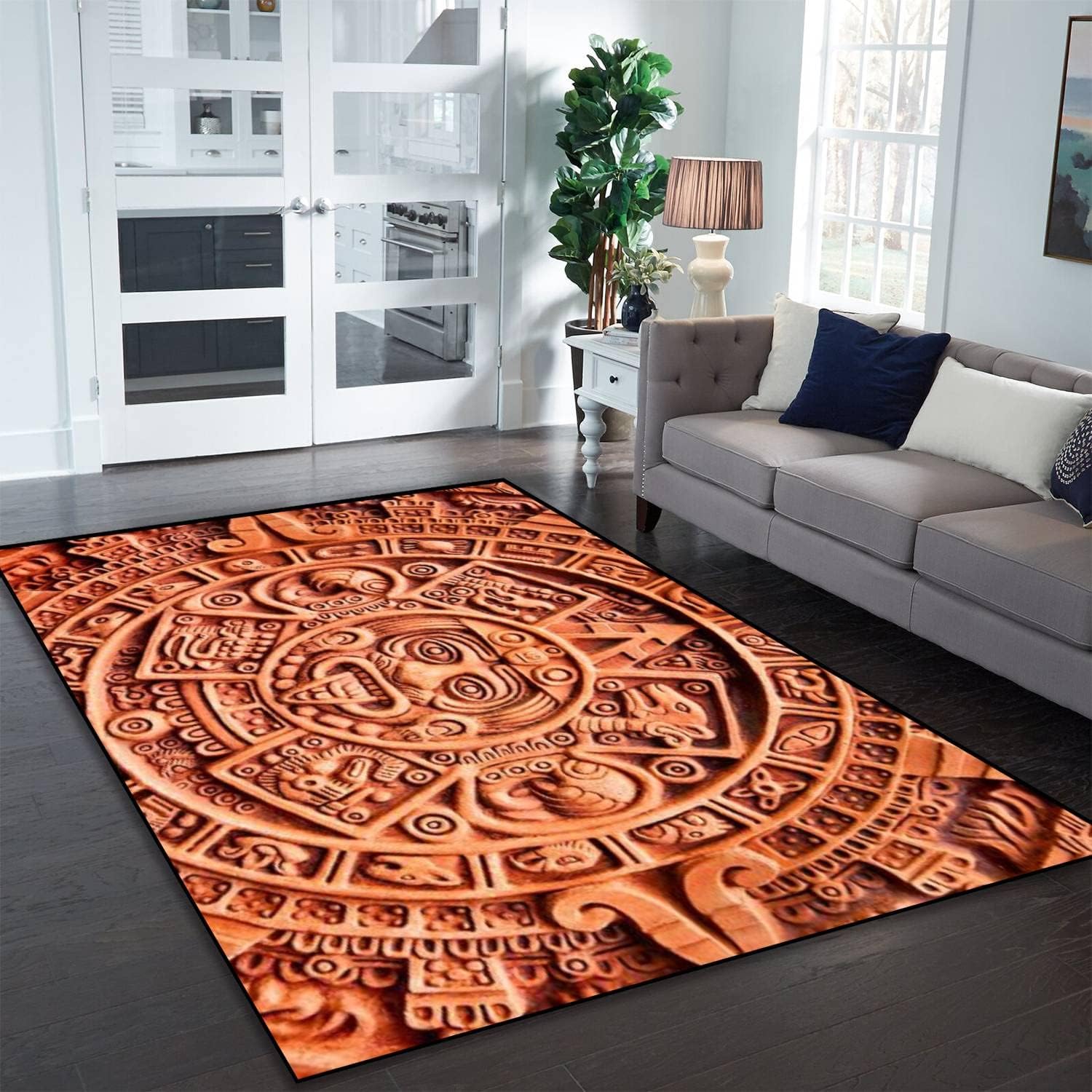 Aztec Entry Rug Amazon.com: Rustic Area Rug Ancient Aztec Civilization Calendar Stone ...