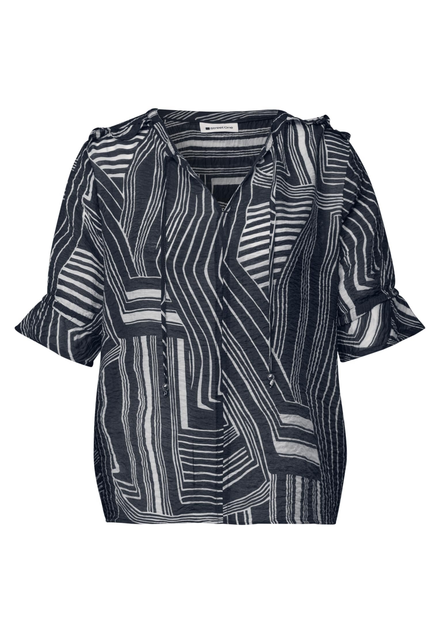 Street One Kurzarm Bluse mit Split Neck und Print