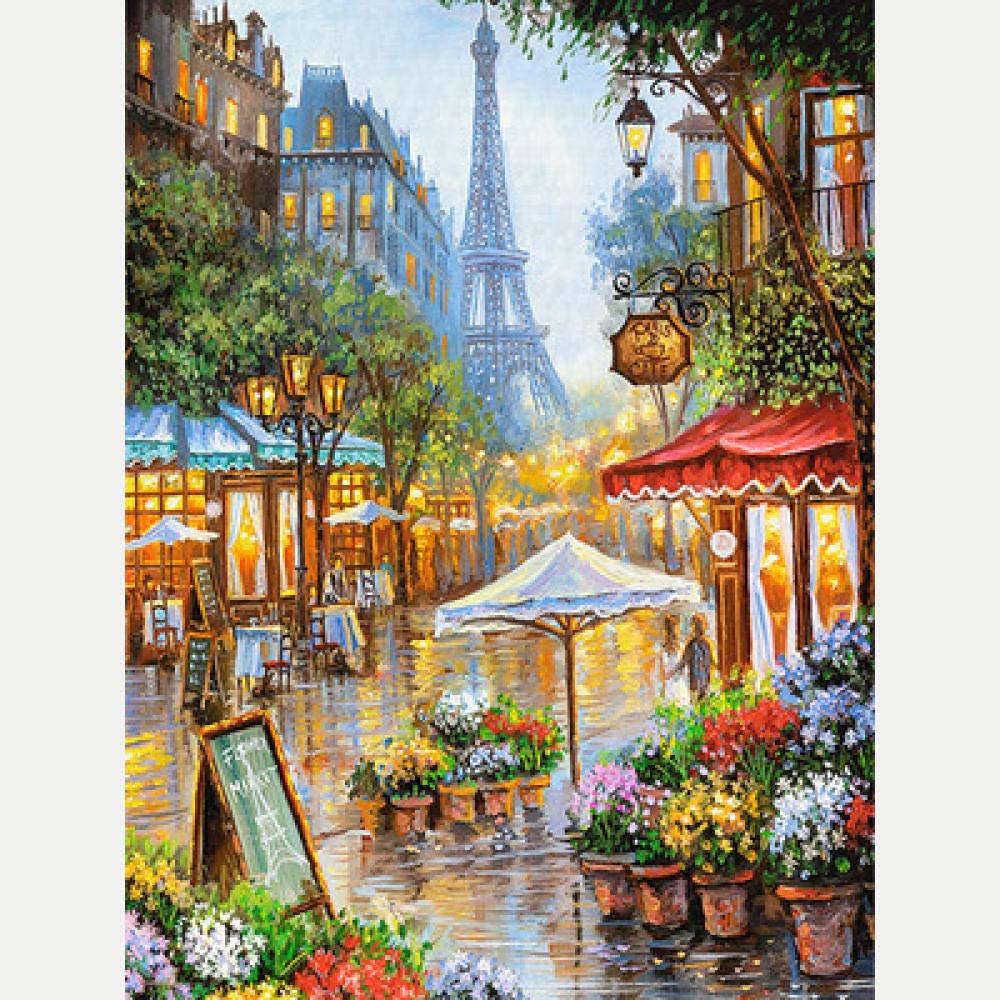 Peinture diamant 5D tour romantique pour déco salon cocooning - Kit broderie 40x50 cm