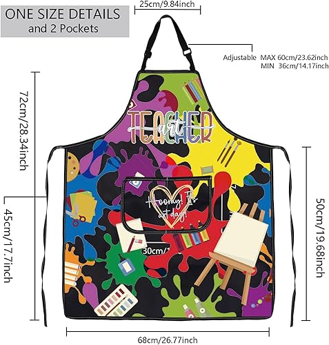Miniatura 2 de MBMSO Delantal para profesores de arte, delantal de artista con bolsillos, regalos para profesores de arte, para amantes de los artistas, delantal