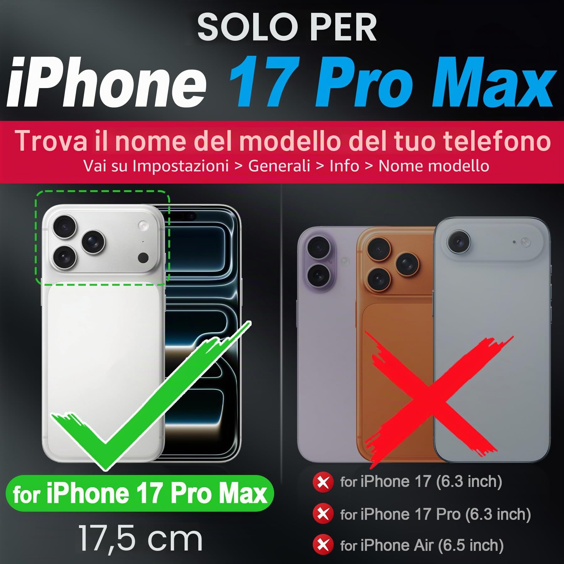SHIELDON Custodia Vera Pelle per iPhone 17 Pro Max 6,9" 5G 2025, Nero