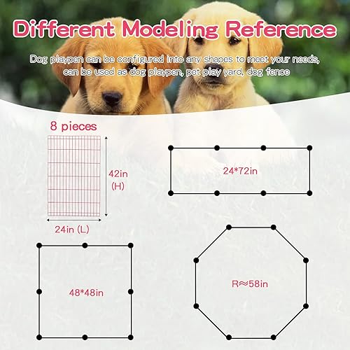 Vista 53 de BestPet - Corralito plegable de metal para perros, para interiores y exteriores, 8 paneles de 24 pulgadas Negro