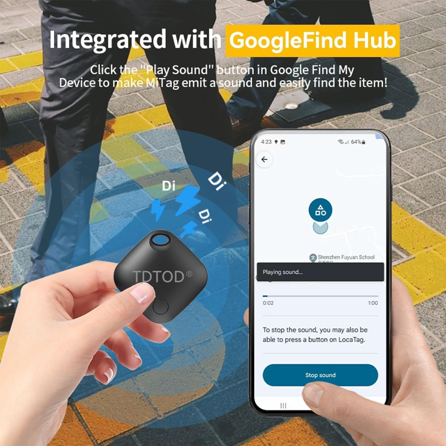 Tracker Tag Android GPS Localizzatore Bluetooth per Chiavi Bagagli (nero)