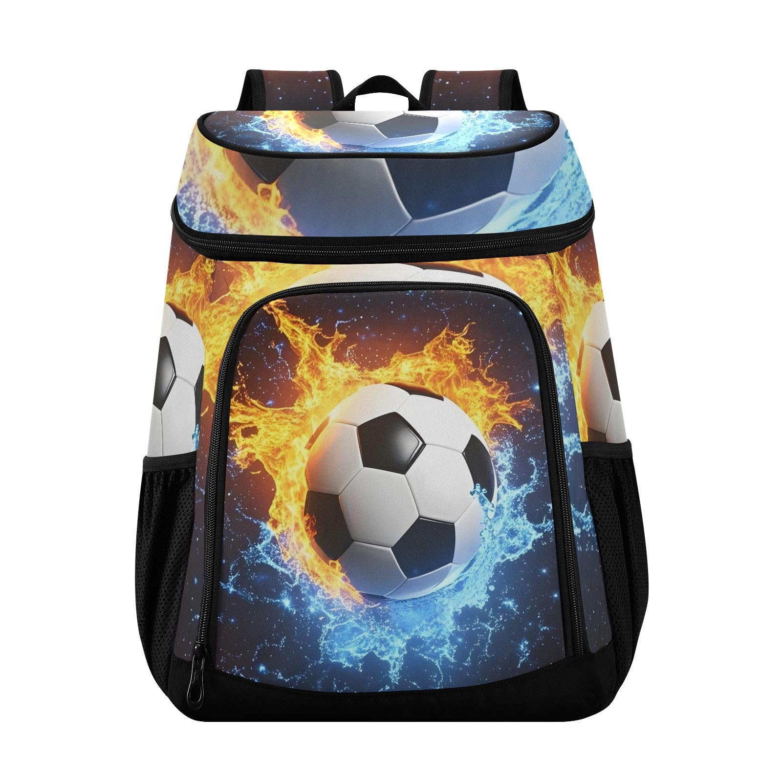 Soccer Fire Galaxy Cooler Backpack Cooler Insulated Leak Proof Lunch Backpack 36 Cans Waterproof Soft for Men Women Picnic Hiking Camping Beach