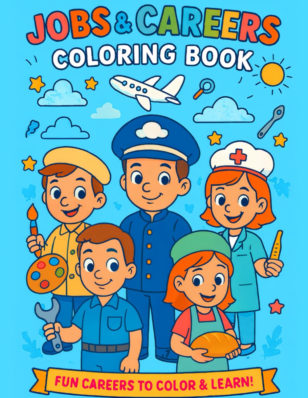 Jobs & Careers Coloring Book for Kids Ages 3-8: 25 Fun Occupations to Color and Learn: From Artists and Bakers to Doctors and Pilots – Educational ... for Boys and Girls to Explore Future Careers