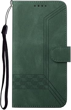 TIANCI Phone Case for Infinix Hot 30i, Checkered Business Leather Case, Card Slot Wallet Flip Case, Wrist Rope Mobile Cover for Infinix Hot 30i Case Green
